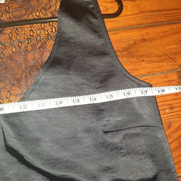 New With Tags Shiny Blue Lace Back Sleeveless Top - Picture 4 of 5